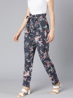 Floral Linen Printed Tie knot women Pant