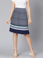 Navy blue printed elasticated women skirt