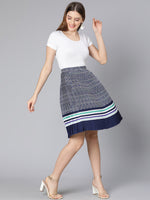 Navy blue printed elasticated women skirt