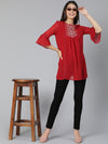 Red embroidered stylish women tunic