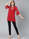 Red embroidered stylish women tunic