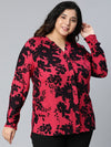 Black & Pink Floral Printed Plus Size Women Top