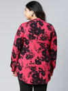 Black & Pink Floral Printed Plus Size Women Top