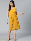 Bright mustard elasticated women ruffle dress