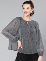 Realistic Grey Smocked Women Top