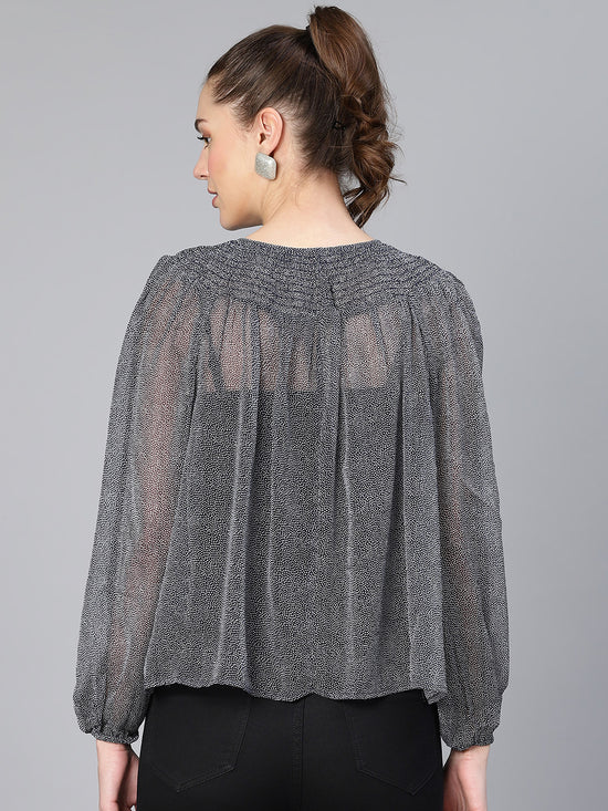 Realistic Grey Smocked Women Top