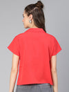 Red Bound Open Collared Women Shirt