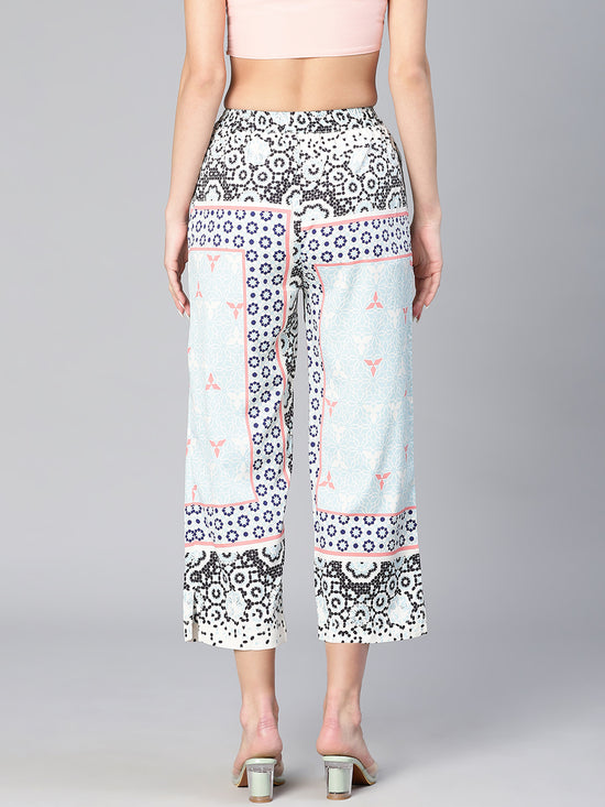 Light Multicolor Abstract Print Elsticated Women Pants