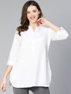 Plain White Button -Down Women Cotton Top