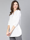 Plain White Button -Down Women Cotton Top