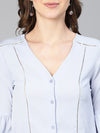 Blue Jinx Button -Down Tie -Knotted Women Top