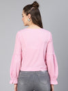 Soppy Pink Button -Down Tie -Knotted Women Top