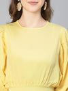 Beautify Yellow Smocked Puffed Sleeve Women Top
