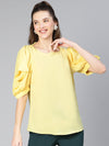 The Solid Yellow Puff Sleeve Women Top