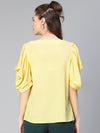 The Solid Yellow Puff Sleeve Women Top