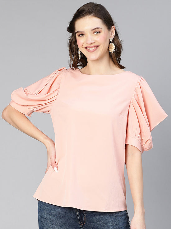 Shyed Pink Puff Sleeve Women Top