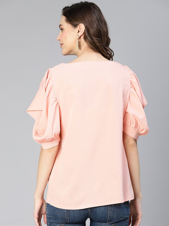 Shyed Pink Puff Sleeve Women Top