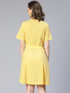 Highraised Yellow Button -Down With Pockets Women Dress