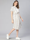 Replusive Stripe Print Elastiacted Women Cotton Dress