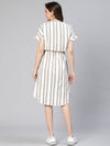 Replusive Stripe Print Elastiacted Women Cotton Dress