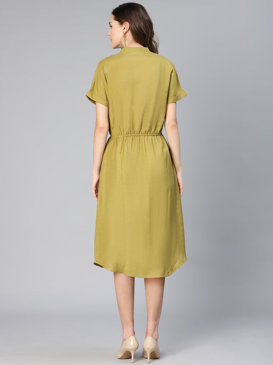 Fair Green Elastiacted Women Cotton Dress