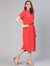 Red Hood Elastiacted Women Cotton Dress