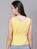 Prime Yellow Elasticated Sleeveless Women Cotton Top