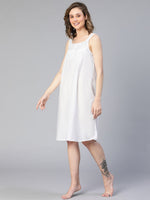 Favourite White Button -Up With Lace Women Nightwear Cotton Dress