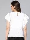 Neat White Embriodered Cotton Women Top