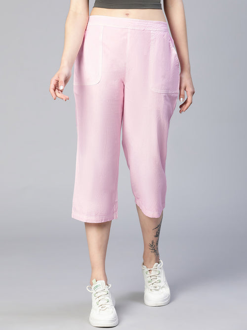 Baby Pink Elasticated Women Cotton Culottes