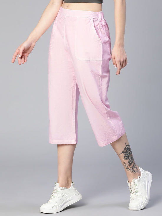 Baby Pink Elasticated Women Cotton Culottes