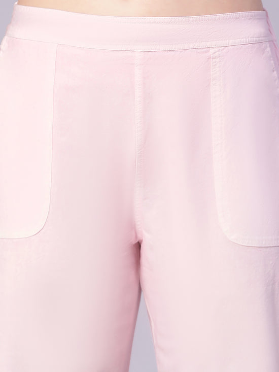 Baby Pink Elasticated Women Cotton Culottes