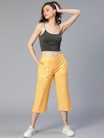 Classicism Yellow Elasticated Women Cotton Culottes