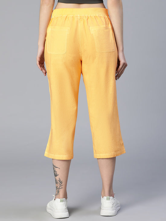 Classicism Yellow Elasticated Women Cotton Culottes