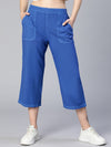 Watery Blue Elasticated Women Cotton Culottes