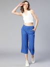 Watery Blue Elasticated Women Cotton Culottes