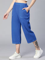 Watery Blue Elasticated Women Cotton Culottes