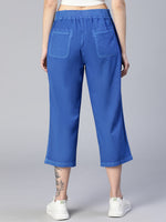 Watery Blue Elasticated Women Cotton Culottes