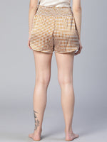 Lateen Brown Check Print Elasticated High Waist Women Nightwear Shorts