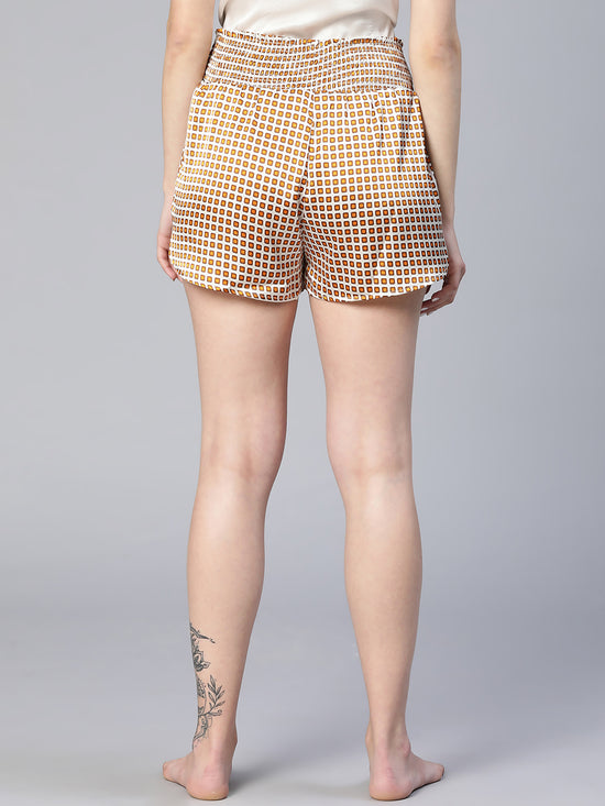 Lateen Brown Check Print Elasticated High Waist Women Nightwear Shorts