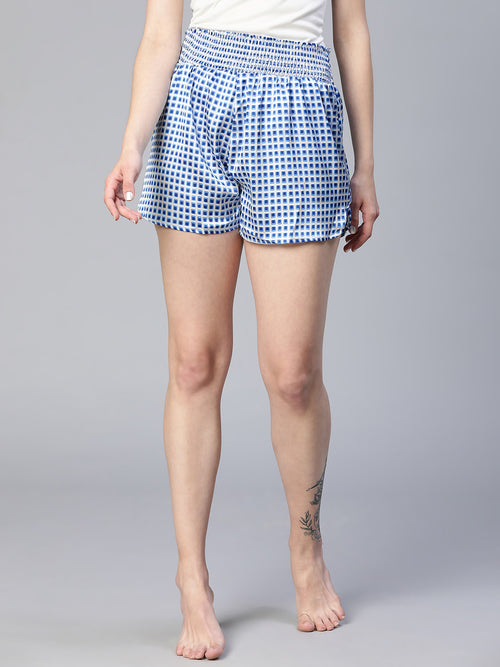 Simply Blue Elasticated High Waist Women Nightwear Shorts