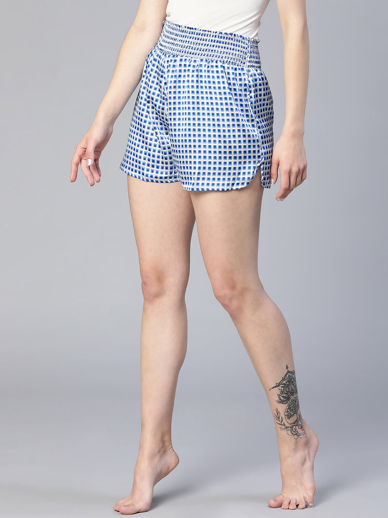 Simply Blue Elasticated High Waist Women Nightwear Shorts
