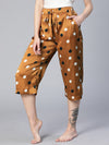 Cute Polka Print Brown Color Elasticated Women Nightwear Culottes