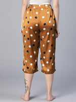 Cute Polka Print Brown Color Elasticated Women Nightwear Culottes