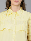 Pleasing Yellow Ruffled & Collared Women Shirt