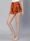 Zip Zap Orange Tie-Dye Print Elasticated Women Nightwear Shorts
