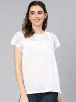 Gaint White Laced Up Women Cotton Nightwear Top