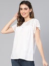 Gaint White Laced Up Women Cotton Nightwear Top