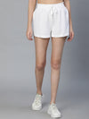 Unholy Plain White Elasticated Tie-Knot Women Casual Shorts