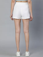 Unholy Plain White Elasticated Tie-Knot Women Casual Shorts